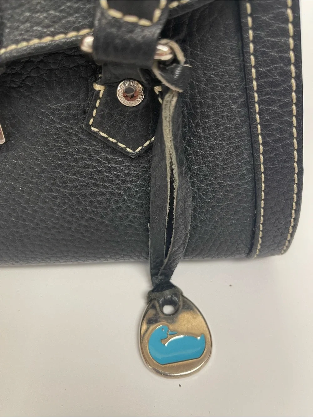 Dooney & Bourke Black Leather Satchel with Silver-Tone Lock